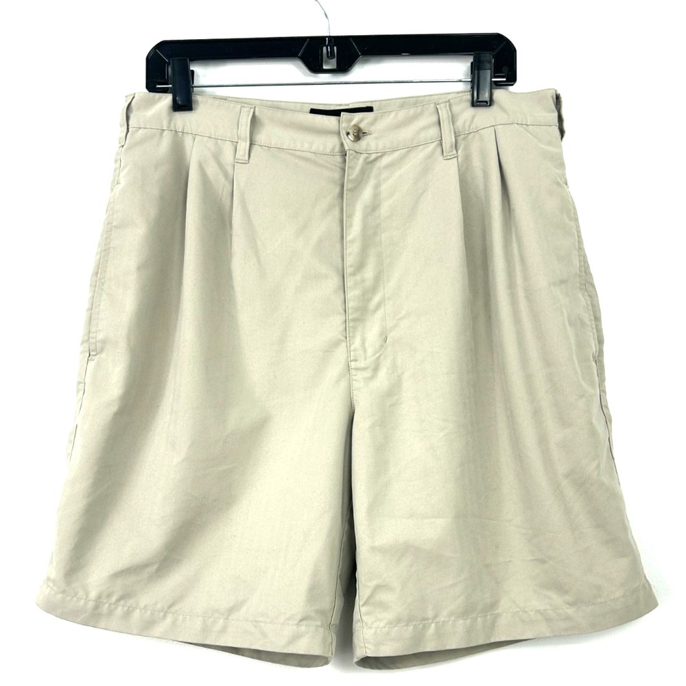 Croft & Barrow Mens Khaki Tan Pleated Pockets 8 Inch Golf Shorts Size‎ 34 1075R3